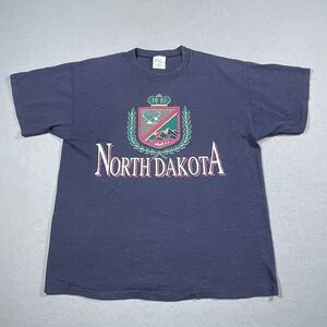 VTG North Dakota Shirt Adult Extra Large Glittered Print Made in USA - holes